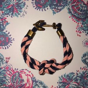 Kiel James Patrick Navy and Pink Rope Bracelet